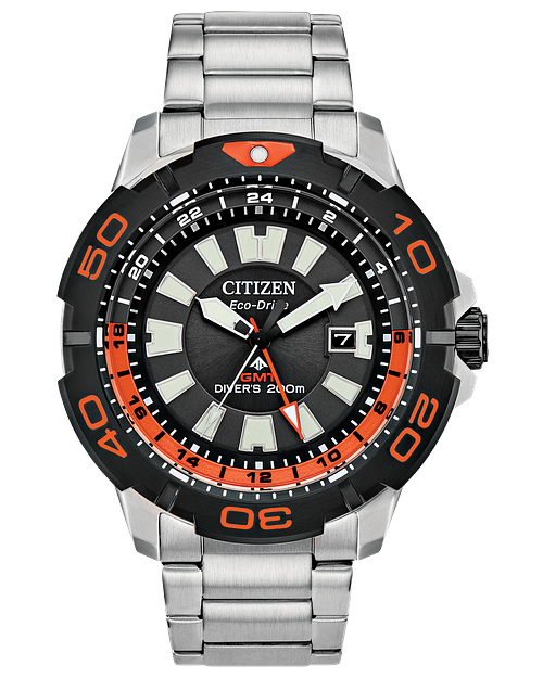 Promaster GMT Black Dial Stainless Steel Bracelet BJ7129 56E CITIZEN